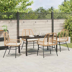 Garden Dining Set 5 pcs Brown Poly Rattan