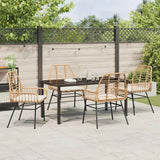 Garden Dining Set 5 pcs Brown Poly Rattan - Top-Down View