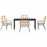 Garden Dining Set 5 pcs Brown Poly Rattan - Close-Up Angle
