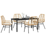Garden Dining Set 5 pcs Brown Poly Rattan - Side View