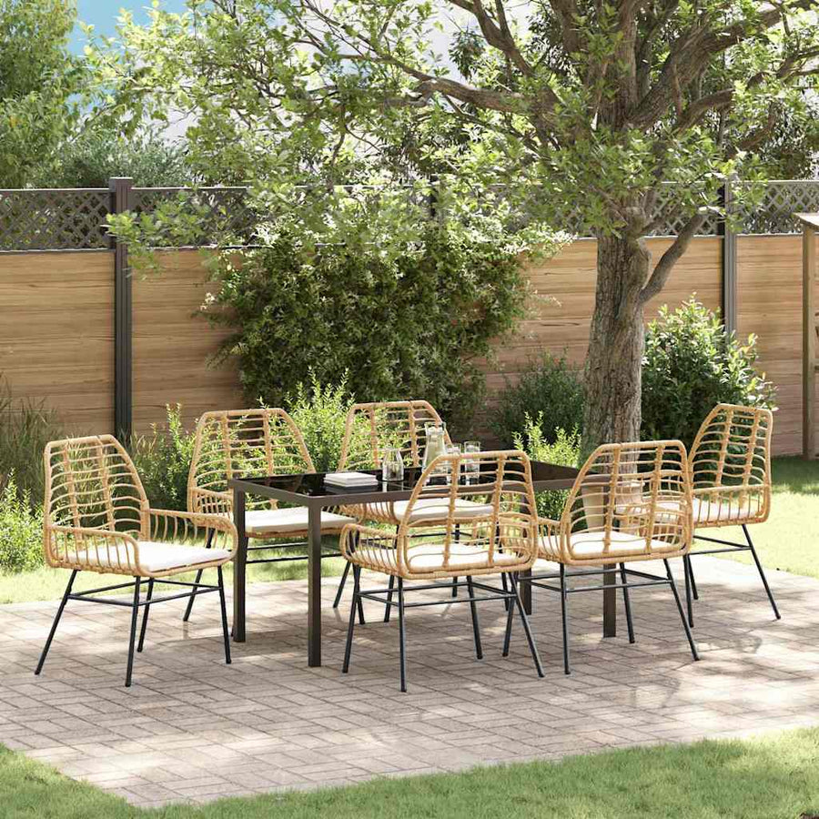 Garden Dining Set 7 pcs Brown Poly Rattan