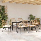 Garden Dining Set 7 pcs Brown Poly Rattan