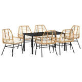 Garden Dining Set 7 pcs Brown Poly Rattan