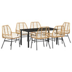 Garden Dining Set 7 pcs Brown Poly Rattan