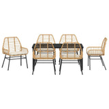 Garden Dining Set 7 pcs Brown Poly Rattan - Close-Up Angle