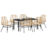 Garden Dining Set 7 pcs Brown Poly Rattan - Side View