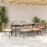 Garden Dining Set 7 pcs Brown Poly Rattan - Top-Down View