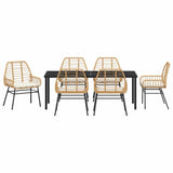 Garden Dining Set 7 pcs Brown Poly Rattan