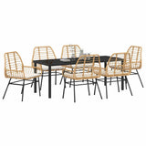 Garden Dining Set 7 pcs Brown Poly Rattan - Side View