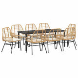 Garden Dining Set 9 pcs Brown Poly Rattan