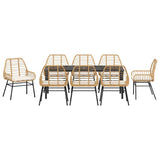 Garden Dining Set 9 pcs Brown Poly Rattan - Close-Up Angle
