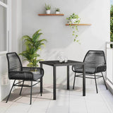 Garden Dining Set with Cushion 3 pcs Black Poly Rattan
