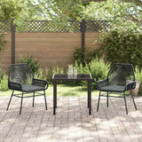 Garden Dining Set with Cushion 3 pcs Black Poly Rattan