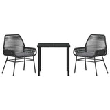 Garden Dining Set with Cushion 3 pcs Black Poly Rattan