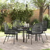 Garden Dining Set with Cushion 5 pcs Black Poly Rattan
