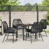 Garden Dining Set with Cushion 5 pcs Black Poly Rattan - Top-Down View
