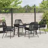 Garden Dining Set with Cushion 5 pcs Black Poly Rattan