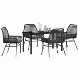Garden Dining Set with Cushion 5 pcs Black Poly Rattan - Side View