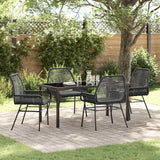 Garden Dining Set with Cushion 5 pcs Black Poly Rattan