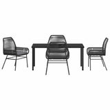 Garden Dining Set with Cushion 5 pcs Black Poly Rattan - Close-Up Angle