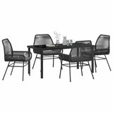 Garden Dining Set with Cushion 5 pcs Black Poly Rattan