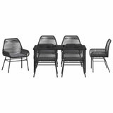 Garden Dining Set with Cushion 7 pcs Black Poly Rattan - Close-Up Angle
