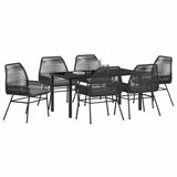 Garden Dining Set with Cushion 7 pcs Black Poly Rattan - Side View