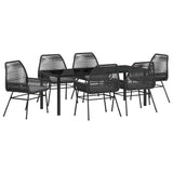 Garden Dining Set with Cushion 7 pcs Black Poly Rattan