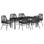 Garden Dining Set 7 pcs Black Poly Rattan