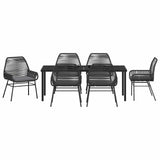 Garden Dining Set with Cushion 7 pcs Black Poly Rattan