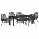 Garden Dining Set with Cushion 7 pcs Black Poly Rattan - Side View
