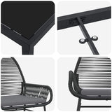 Garden Dining Set with Cushion 9 pcs Black Poly Rattan - Extra Image