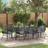 Garden Dining Set with Cushion 9 pcs Black Poly Rattan