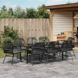 Garden Dining Set with Cushion 9 pcs Black Poly Rattan - Top-Down View