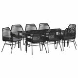 Garden Dining Set with Cushion 9 pcs Black Poly Rattan