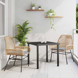 Garden Dining Set with Cushion 3 pcs Brown Poly Rattan