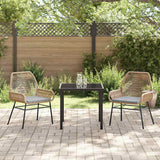 Garden Dining Set with Cushion 3 pcs Brown Poly Rattan