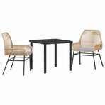 Garden Dining Set 3 pcs Brown Poly Rattan