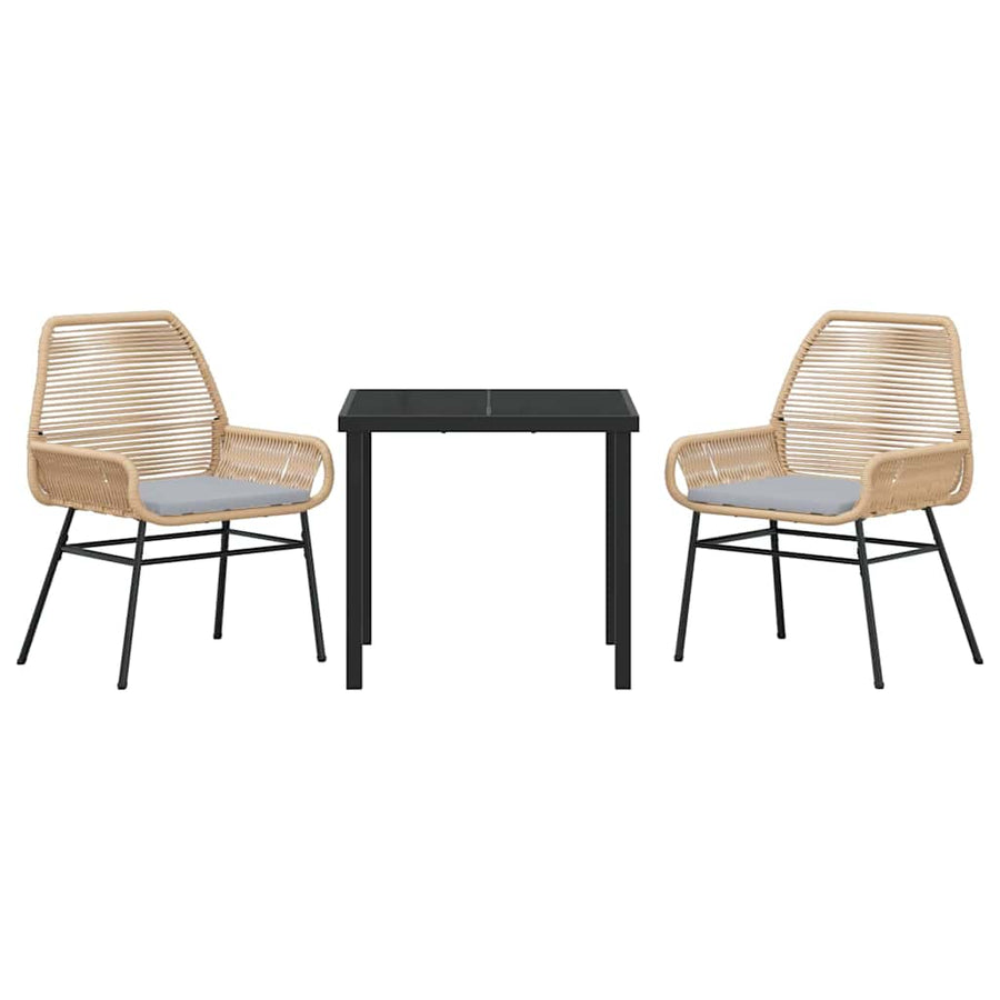 Garden Dining Set 3 pcs Brown Poly Rattan