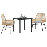 Garden Dining Set with Cushion 3 pcs Brown Poly Rattan - Side View