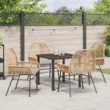 Garden Dining Set with Cushion 5 pcs Brown Poly Rattan - Top-Down View