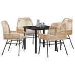 Garden Dining Set 5 pcs Brown Poly Rattan