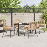 Garden Dining Set with Cushion 5 pcs Brown Poly Rattan