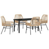 Garden Dining Set with Cushion 5 pcs Brown Poly Rattan