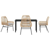 Garden Dining Set with Cushion 5 pcs Brown Poly Rattan