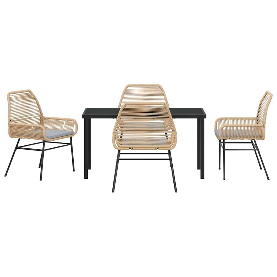 Garden Dining Set 5 pcs Brown Poly Rattan