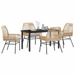Garden Dining Set 5 pcs Brown Poly Rattan