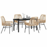 Garden Dining Set with Cushion 5 pcs Brown Poly Rattan - Side View
