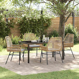 Garden Dining Set with Cushion 5 pcs Brown Poly Rattan