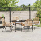 Garden Dining Set with Cushion 5 pcs Brown Poly Rattan - Top-Down View
